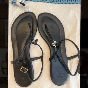 Black Tory Burch t-strap sandals. Size 8
